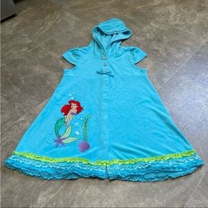 Disney store Little mermaid Ariel swimsuit, cover-up dress with hood kid size 10